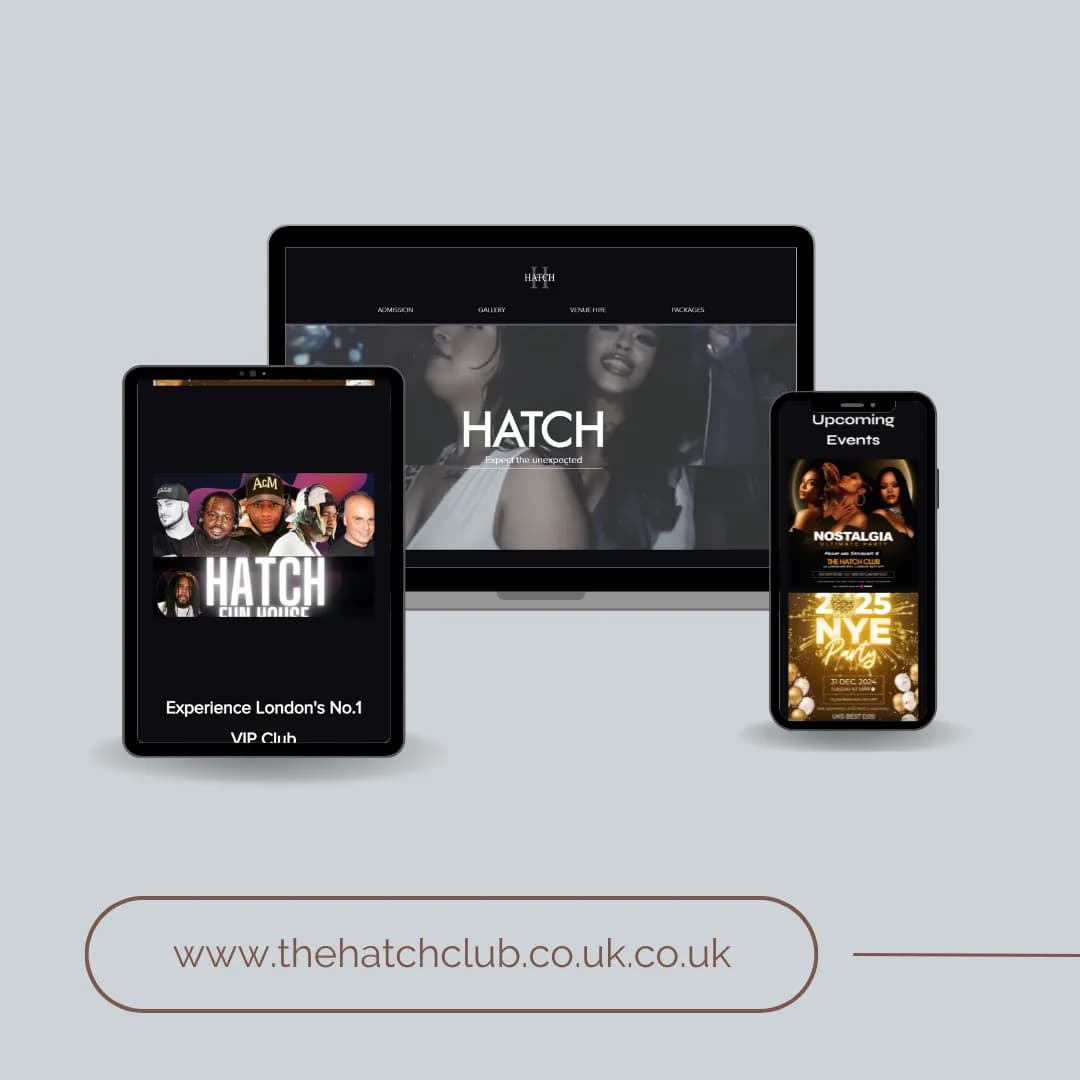 The Hatch website on a laptop, tablet and phone