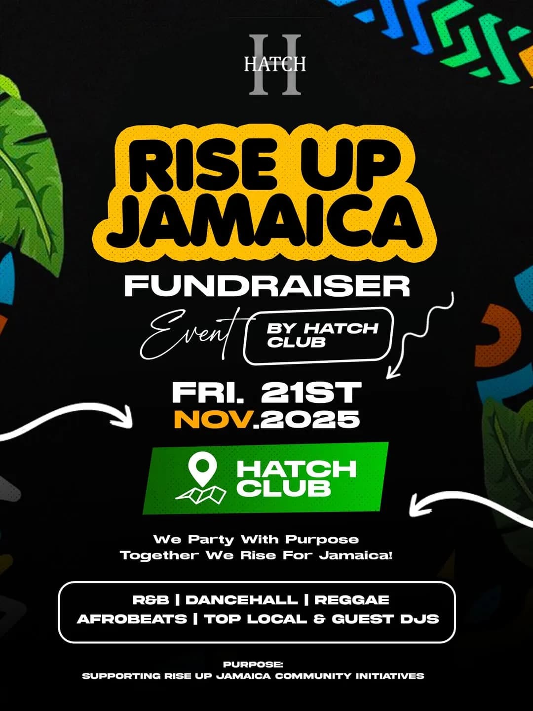 The Hatch event poster: Rise Up Jamaica