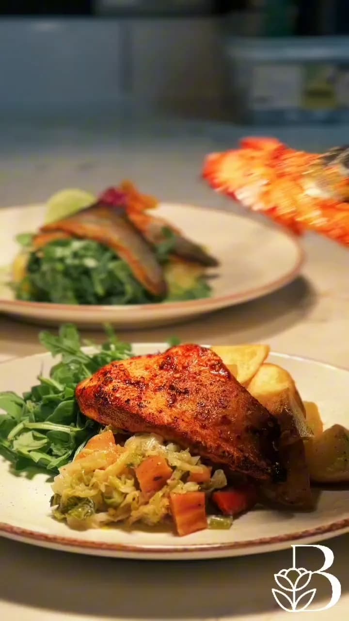 Plated dishes filmed at The BlackHeath House