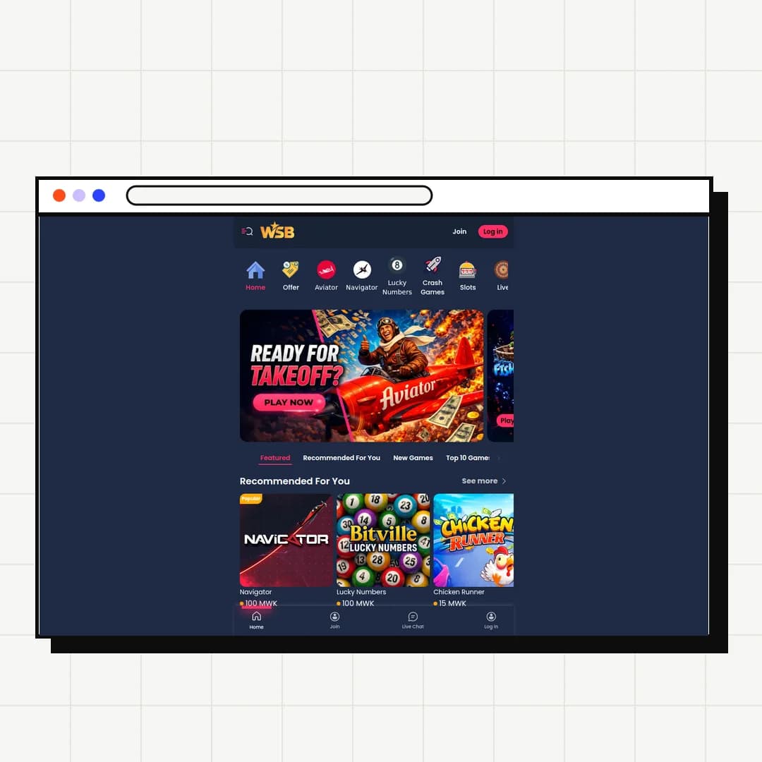 WS Casino Malawi in a desktop browser